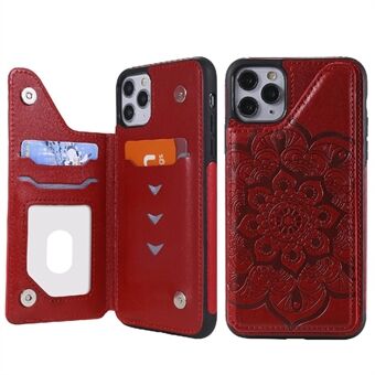 Imprint Flower PU-nahka + TPU iskunkestävä suojakuori iPhone 11 Pro Max -korttikotelolle