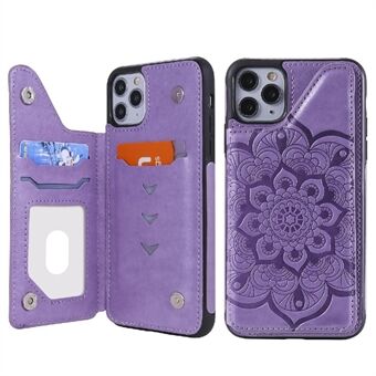 Imprint Flower PU-nahka+TPU iskunkestävä kotelo iPhone 11 Pro Max -korttikotelon suojukseen