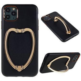 For iPhone 11 Pro Max 6.5 inch Foldable Metal Kickstand Cover PU Leather Coating PC+TPU Hybrid Electroplating Buttons Phone Case