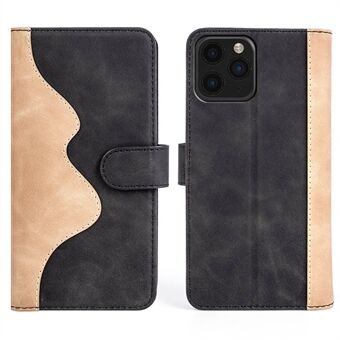 For iPhone 11 Pro Max 6.5 inch Scratch Resistant Phone Protective Cover Flip Leather Case Color Splicing Stand Wallet with Card Holder Smartphone Shell
