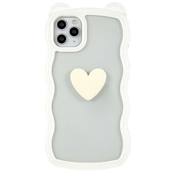 IPhone 11 Pro Max 6,5 tuuman sydämen muotoiselle kuviolle Söpö karhukorvakoriste -puhelinkotelo Irrotettava 2-in-1 PC+TPU-kuori
