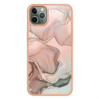 YB IMD Series-16 iPhone 11 Pro Max 6,5 tuuman Style E Marble Pattern Design Cover Galvanointikehys 2,0 mm TPU IMD Joustava Puhelinkotelo - Vaaleanpunainen