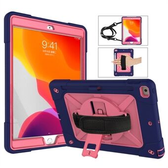 360° Swivel Handy Strap PC Silicone Kickstand Tablet Case with Shoulder Strap for iPad 10.2 (2021)/(2020)/(2019)