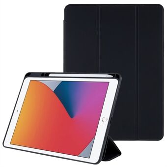 For iPad 10.2 (2021)/(2020)/(2019) Magnetic Adsorption Detachable Case PU Leather Hard Acrylic Back Trifold Stand Cover with Pen Holder