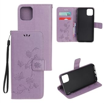Imprint Butterfly Flower Wallet -nahkainen suojakotelo iPhone 12 minille