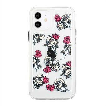 Flower Series for iPhone 12 mini 5.4 inch 2mm Thickened Drop-proof Acrylic+TPU Electroplated Metal Buttons Cover Flower Pattern Printed Protective Phone Case