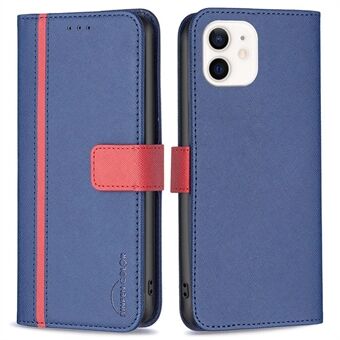 BINFEN COLOR Shockproof Phone Cover for iPhone 12 mini 5.4 inch BF Leather Series-9 Style 13 Phone Case Matte Splicing PU Leather Cross Texture Folio Flip Cover