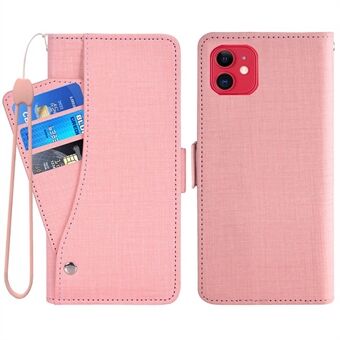 IPhone 12 minille 5,4 tuuman Jean Cloth Texture PU Stand puhelintelineen lompakkokotelo, jossa on pyörivä korttipaikka