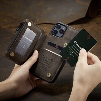 CASEME C20 -sarjan vetoketjullinen korttipaikka Lompakko nahkainen puhelinkotelo iPhone 12 Max 6,1 tuumalle