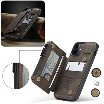CASEME C20 -sarjan RFID-estokorttipaikkateline Magneettinen vetoketju PU-nahkainen lompakko Kickstand suojakotelo iPhone 12 / 12 Pro 6,1 tuumalle