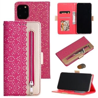Pitsikukkakuvioinen vetoketjullinen tasku nahkainen lompakkopuhelinkotelo iPhone 12 Pro/ 12
