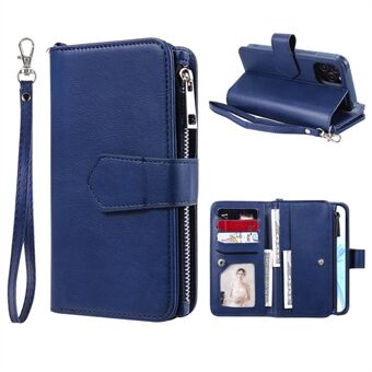 Vetoketjullinen nahkainen lompakkopuhelinkotelo Stand iPhone 12/12 Pro