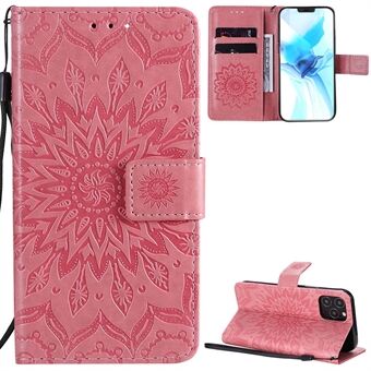 PU-nahkainen puhelimen kuori, jossa auringonkukkakuvioinen painatus, lompakko ja Stand iPhone 12/12 Pro