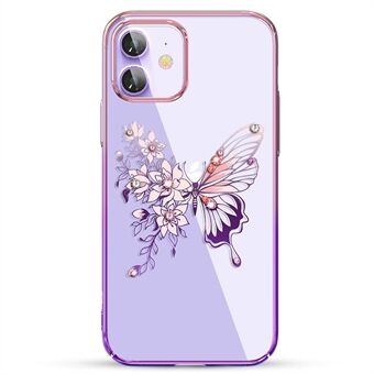 KINGXBAR Butterfly Series Luxury Valtuutettu Swarovski Crystals -kirkas PC-puhelinkotelo iPhone 12 Pro/ 12:lle - Violetti