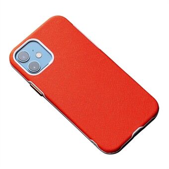 Cross Texture Design TPU-kehys PU-nahkapäällysteinen puhelinkotelo metallipainikkeilla iPhone 12/12 Pro