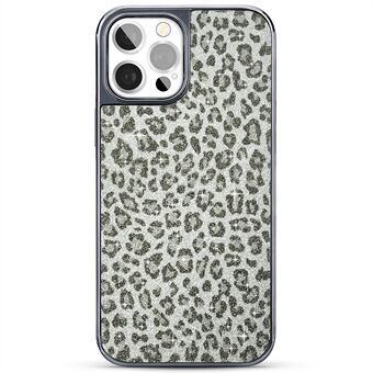 KINGXBAR Glitter Leopard Cheetah Print Pattern Pehmeä TPU + kova PC:tä suojaava pinnoitettu takakuori iPhone 12/12 Pro 6,1 tuumalle