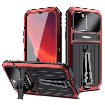 Armor Kickstand Design Iskunkestävä TPU + metallinen puhelinkotelo karkaistulla lasikalvolla iPhone 12 6,1 tuumalle