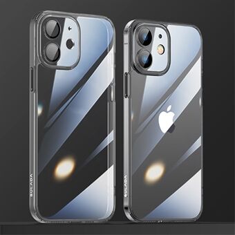 SULADA Crystal Steel -sarja iPhone 12:lle 6,1 tuuman läpinäkyvä galvanoitu TPU + karkaistu lasikotelo kellastumista estävä puhelimen kansi