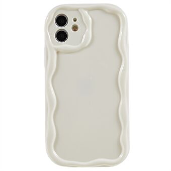 IPhone 12:lle 6,1 tuuman Creative Wave Design Iskunkestävä takakuori TPU-puhelinkotelo - valkoinen