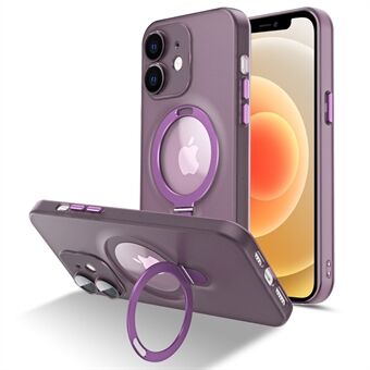 Magneettinen mattapuhelinkotelo iPhone 12:lle, PC+TPU-lasilinssisuoja puhelimen tukijalustan suojus