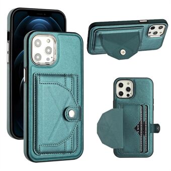 YB Leather Coating Series-4 iPhone 12 / 12 Pro Kickstand -kotelolle PU-nahkapäällysteinen TPU-puhelimen kansi korttipaikoilla