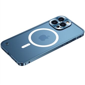 Naarmuuntumaton ohut puhelinkuori karkaistu lasi + metallirunkosuoja Matta läpinäkyvä naarmuuntumaton kansi magneettisella langattomalla lataustoiminnolla iPhone 12 Pro - sininen