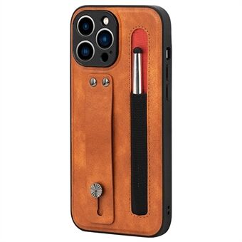 007-sarja iPhone 12 Pro 6,1 tuuman PU-nahkapäällysteinen TPU Hyvin suojattu Scratch käsihihna Kickstand matkapuhelinkotelo kynällä