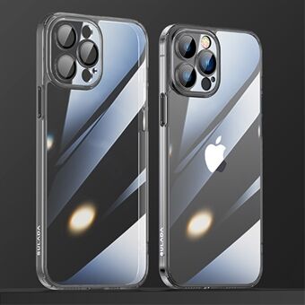 SULADA Crystal Steel -sarja iPhone 12 Pro 6,1 tuuman galvanoitu TPU + karkaistu lasihybridikotelo Iskunkestävä turvatyynyn kulman puhelimen kansi