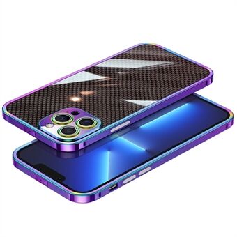 Ruostumattomasta Steel valmistettu runkokotelo iPhone 12 Pro 6,1 tuumaa, puhelimen puskurin suojus hiilikuituaramidikuitukalvolla ja metallinen linssisuoja