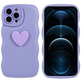 IPhone 12 Pro 6,1 tuuman 3D Love Heart Shape Pehmeä TPU-puhelinkotelo Wavy Edge ilmatyynyn pudotussuoja