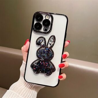IPhone 12 Pro 6,1 tuuman Quicksand Rabbit Decor -puhelimen suojakuori Galvanoitu TPU-takakansi karkaistulla lasilla linssin suojakalvolla