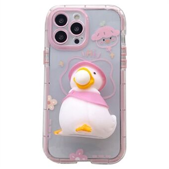 IPhone 12 Pro 6,1 tuuman Noctilucent Luminous Soft TPU -kotelolle 3D Squishy Duck Decor Scratch puhelimen kansi