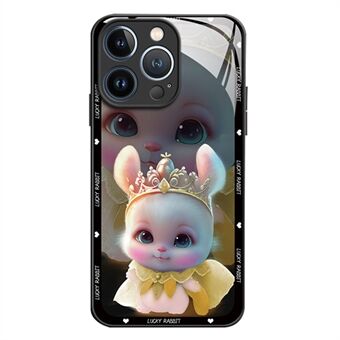 IPhone 12 Pro 6,1 tuuman Lovely Princess Elf Rabbit Pattern -älypuhelimen suojakuori, karkaistu lasi + TPU Scratch takakuori