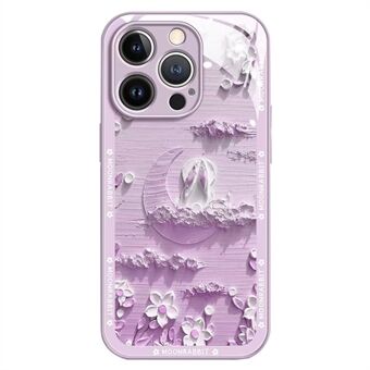 IPhone 12 Pro 6,1 tuuman putoamisenkestävä takakansi Moon and Rabbit Oil Painting karkaistu lasi + TPU-puhelinkotelo