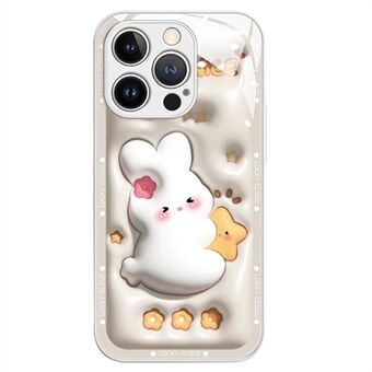IPhone 12 Pro 6,1 tuuman pudotuksenkestävälle sarjakuva Rabbit Hugging Star -karkaistu lasi + TPU-puhelimen kotelon takaosa suojakuori