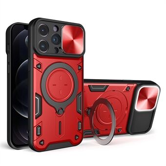 IPhone 12 Pro 6,1 tuuman liukukameran kansi Scratch kansi Käännettävä tukijalusta PC + TPU-puhelinkotelo