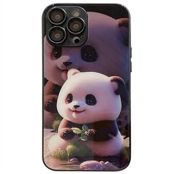 IPhone 12 Pro :lle Cute Panda Pattern Printing Scratch karkaistu lasi + TPU-puhelinkotelo linssikalvolla