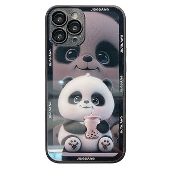 IPhone 12 Pro karkaistu lasi takakuorelle TPU-kehys Maito Tea Panda-kuvioinen puhelimen suojus linssisuojalla