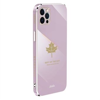 IPhone 12 Pro 6,1 tuuman Straight Edge TPU -puhelimen suojus Maple Leaf 6D Galvanointikotelo