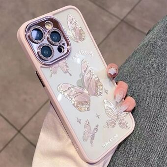 IPhone 12 Pro Anti-Fingerprint Phone Shell Platinum Butterfly Glass+TPU Phone Case Glittery Powder Shell