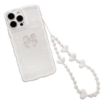 Kristallinkirkas puhelinkotelo iPhone 12 Pro , joustava TPU-puhelimen suojus Bowknot Decor -kuori rannehihnalla