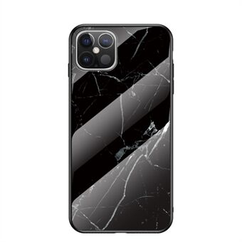 Marmorijyväskuvioinen karkaistu lasi-PC + TPU-hybridikotelo iPhone 12 Pro Maxille 6,7 tuumaa