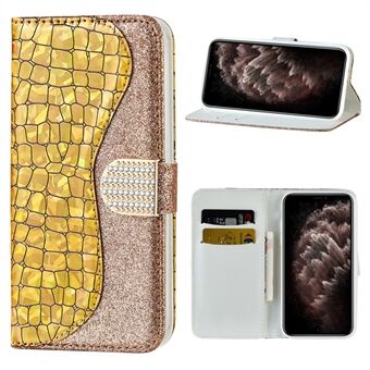 Krokotiilikuvio + Flash jauheen nahkainen kuori iPhone 12 Pro Maxille 6,7 tuumaa