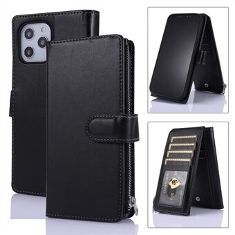 Nahkainen lompakkosuojakotelo vetoketjullisella Stand iPhone 12 Pro Maxille