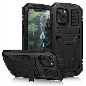 R-JUST iskunkestävä, pölytiivis ja vedenpitävä suojakuori iPhone 12 Pro Max Kickstand Shellille