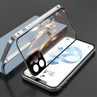 Magneettinen metallikehys + kaksipuolinen karkaistu lasi täyskansikameran suojakuori iPhone 12 Pro Maxille