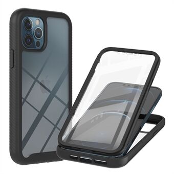 Täysi peittävä suojakuori PET-näytönsuojalla iPhone 12 Pro Max PC+TPU Hybrid -kuorelle - musta