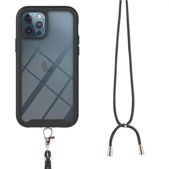 TPU + PC -hybridi täysin suojaava puhelimen kansi kaulanauhalla iPhone 12 Pro Max 6,7 tuumalle