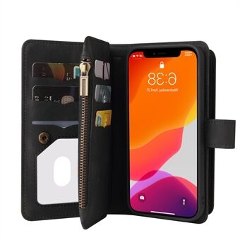 Skin-touch Feel Stand Wallet -puhelinkotelo, jossa on useita korttipaikkoja ja vetoketjutasku iPhone 12 Pro Max 6,7 tuumalle