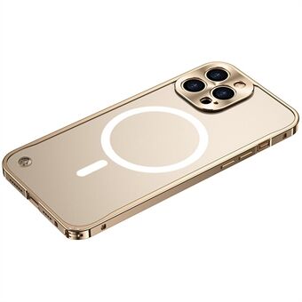Karkaistu lasi + metallihybridikuori mattapintainen läpinäkyvä puhelinkotelo MagSafe-langattomaan magneettiseen lataukseen iPhone 12 Pro Max 6,7 tuumalle
